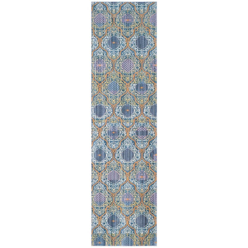 SAFAVIEH Valencia Ranheid Distressed Vintage Boho Oriental Polyester Rug - 2'3" x 8' Runner - Lavander/Gold