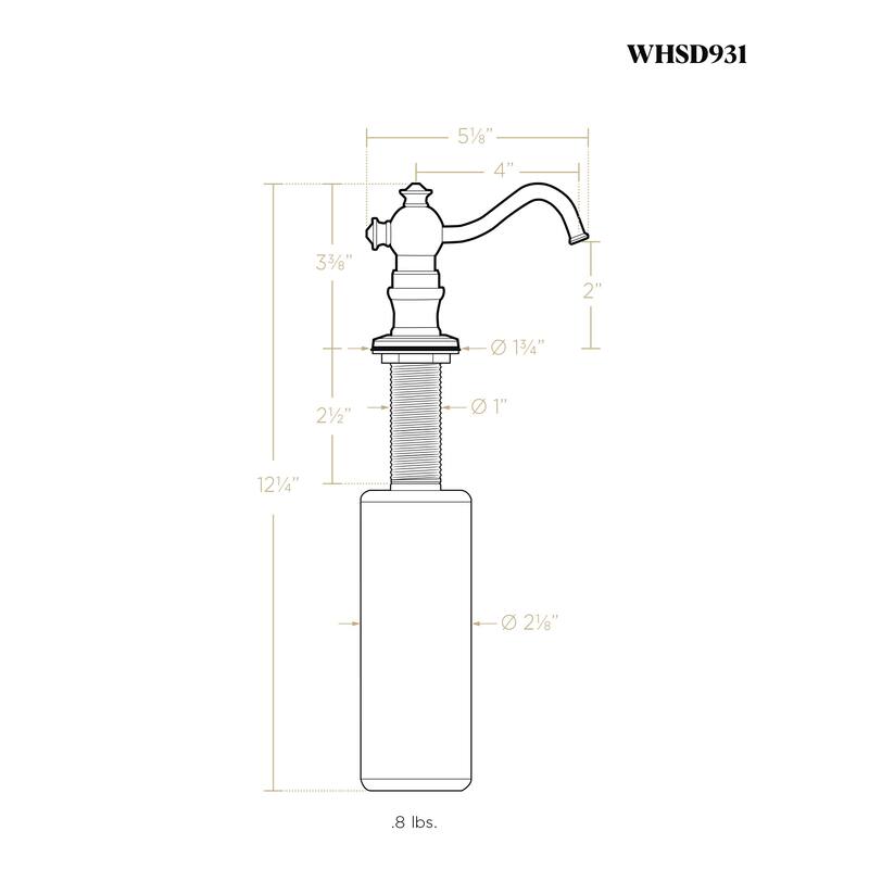 Whitehaus 5" Deck Mount Solid Brass Kitchen Soap And Lotion Dispenser