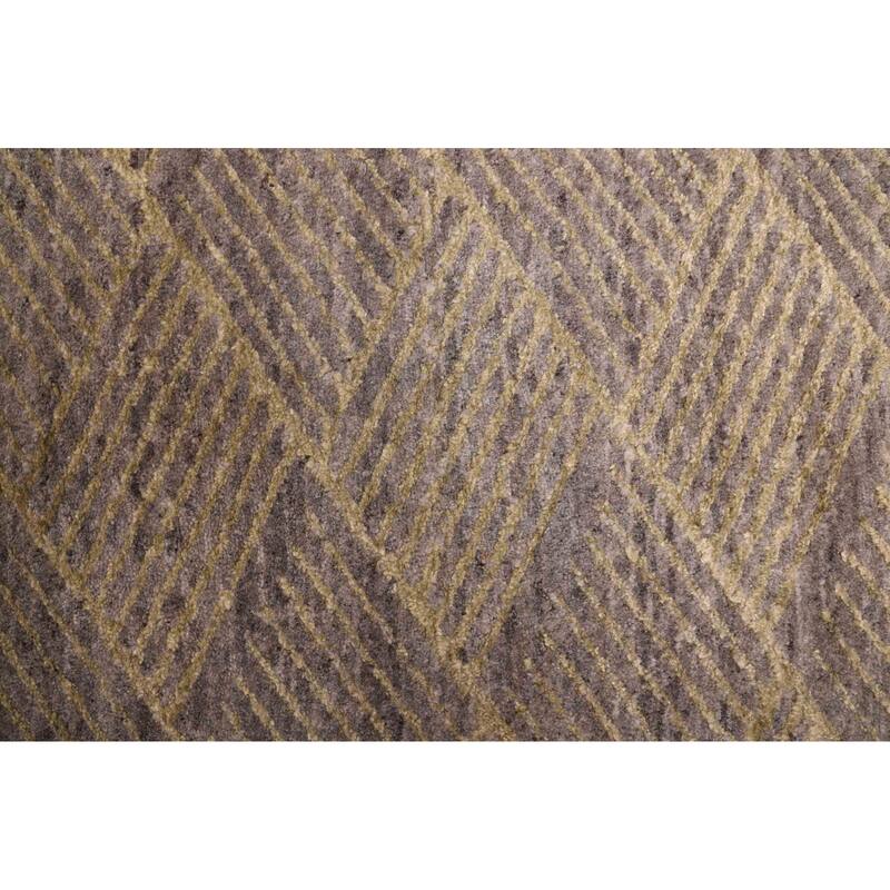 ECARPETGALLERY Hand Loomed Elysian Dark Grey Silk, Wool Rug - 5'11 x 8'11