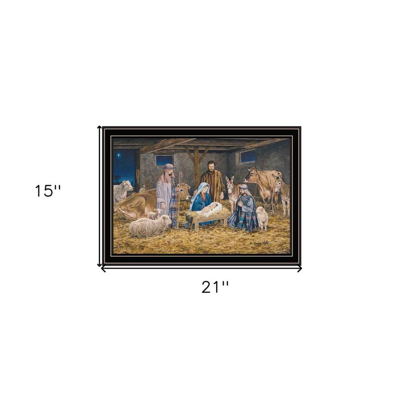 HomeRoots The Birth of Christ Black Framed Wall Art