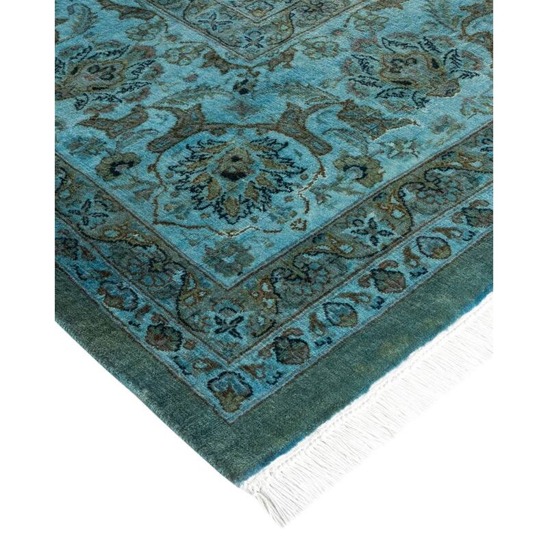 Overton Hand Knotted Wool Vintage Inspired Modern Contemporary Overdyed Gray Area Rug - 9' 2" x 11' 10"