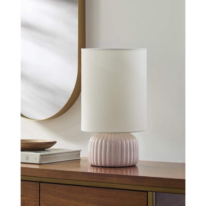 Livabliss Vadso Traditional Accent Table Lamp - Pink/Cream