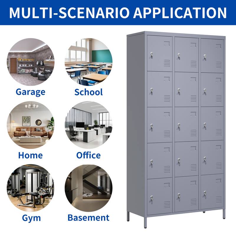15 Door 72"H Metal Lockers With Lock