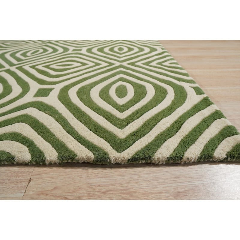 Hand-Tufted Wool Modern Tufted Stripes Rug, 8' x 10', Blue Area Rug, Elegant Soft Texture for Living Rooms - L