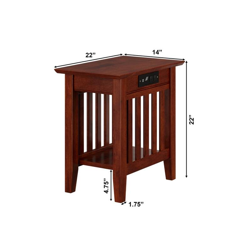 AFI Mission Chair Side Table with Charging Station