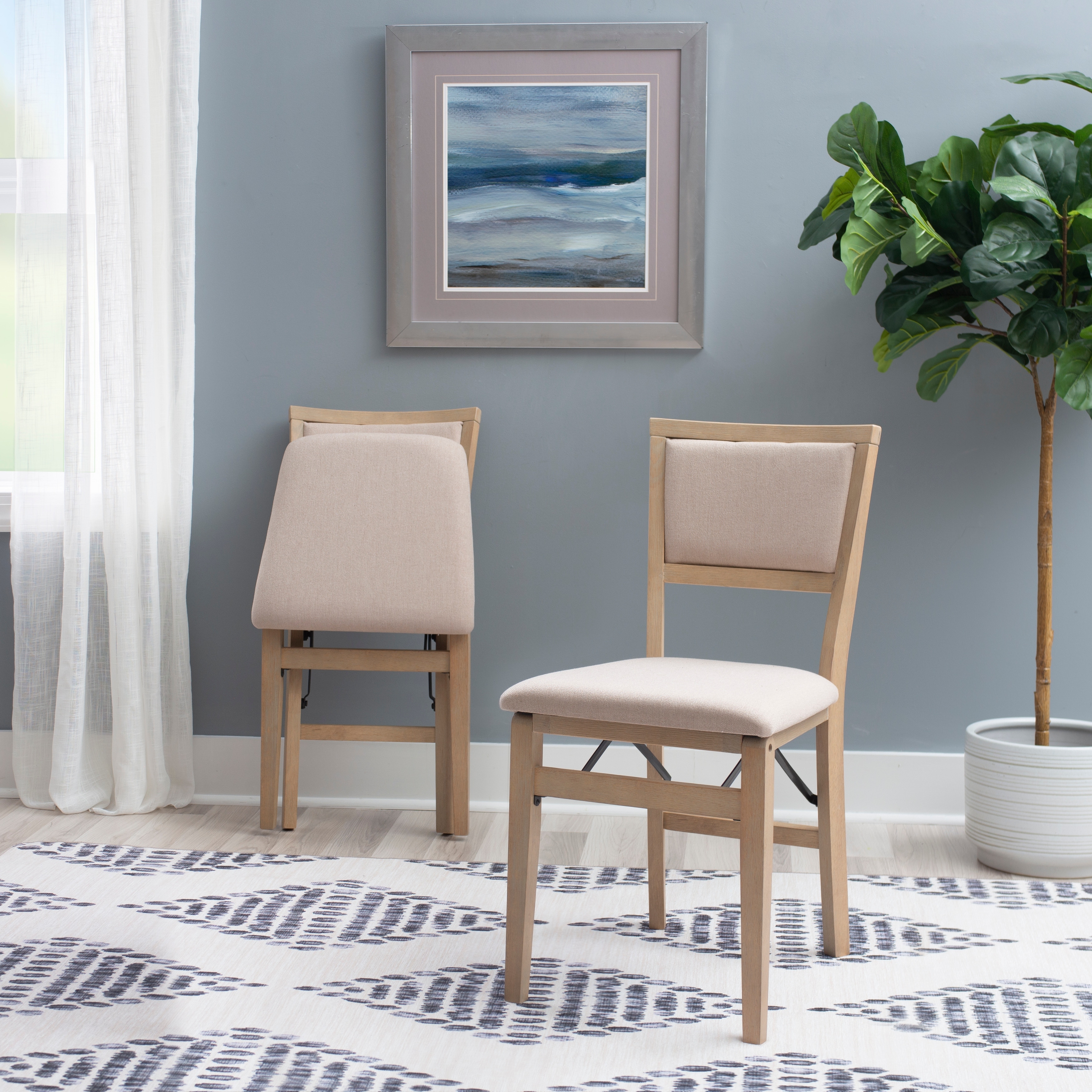 Linon Ciara Wooden Grey Wash Folding Side Dining Chair (Set of 2)