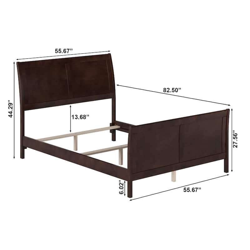 Portland Full Size Wood Foundation Bed Frame In Espresso