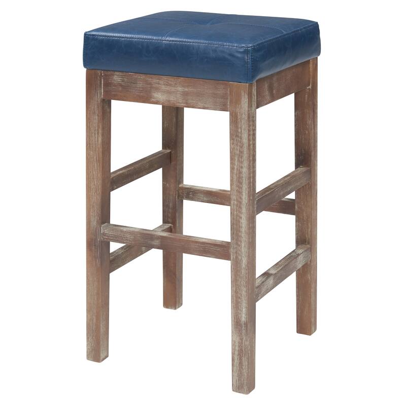 NPD Furniture Valencia Bonded Leather Backless Counter Stool - Vintage Blue