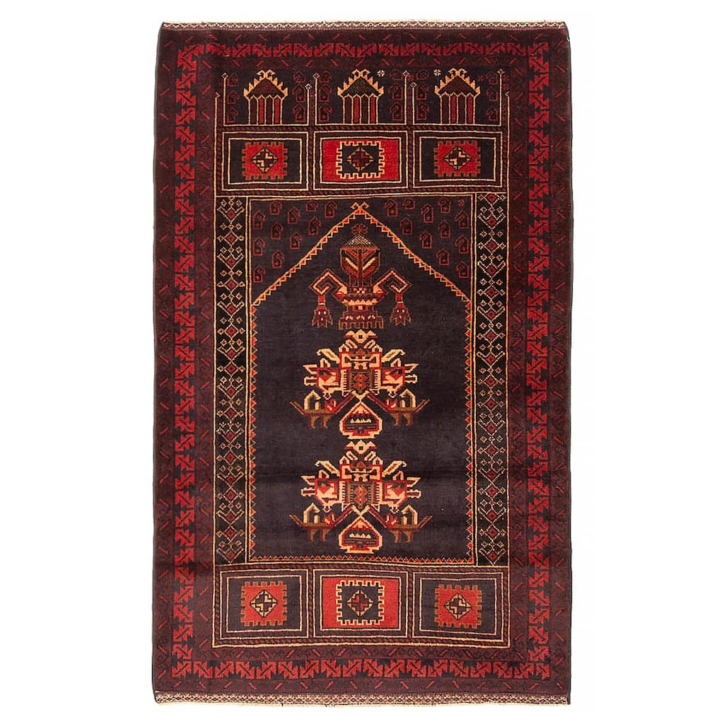 Teimani Black Rug 3'1" x 5'1" - 3'1 x 5'1