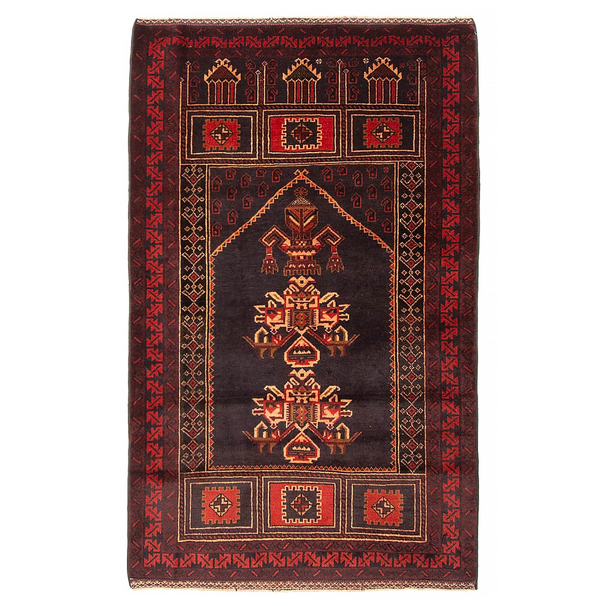 Teimani Black Rug 3'1" x 5'1" - 3'1 x 5'1