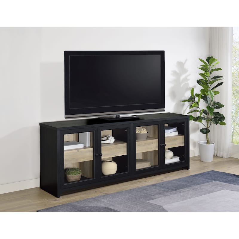 Denison 79-Inch 4-Door TV Stand Media Console Black