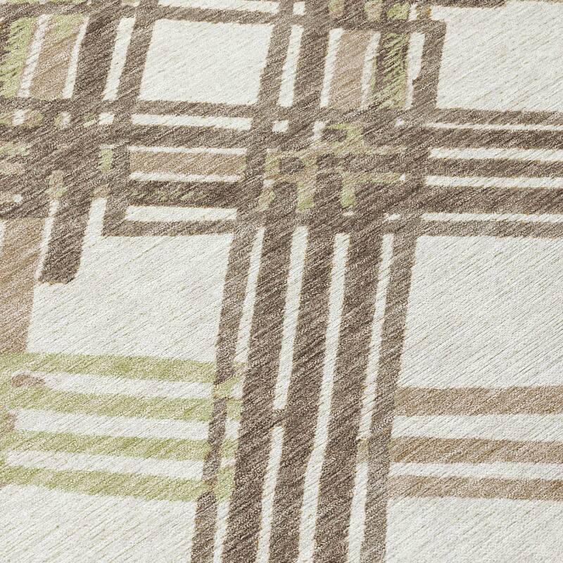 Machine Washable Indoor/ Outdoor Modern Trellis Chantille Rug