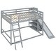 preview thumbnail 11 of 13, Full over Full Bunk Bed with Slide, Ladder, and Storage Shelves for Space-Saving and Fun Bedroom Solutions