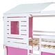preview thumbnail 19 of 37, Full Size Solid Wood House Bunk Bed with Tent, Ladder, and Fence