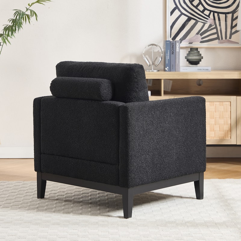 35.4"W Modern Reading Chair Set of 2,Upholstered Accent Chair with Pillows and Wood Legs