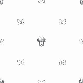Disney Minnie Mouse Sweet Bows Black and White Peel and Stick Wallpaper - 216 x 20.50