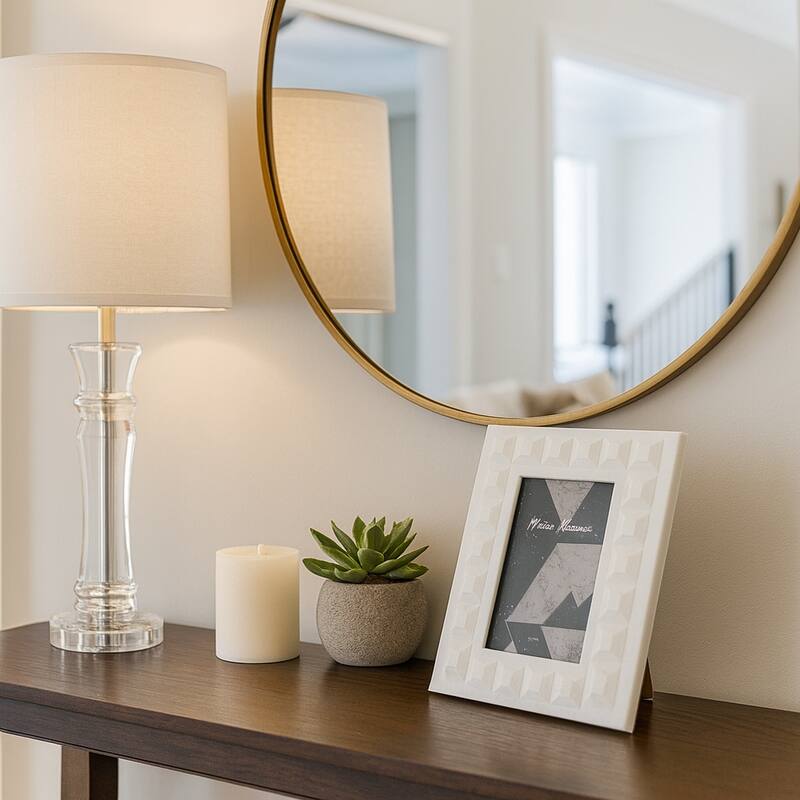 Resin Block Border Decorative Photo Frame - White - 9.75"