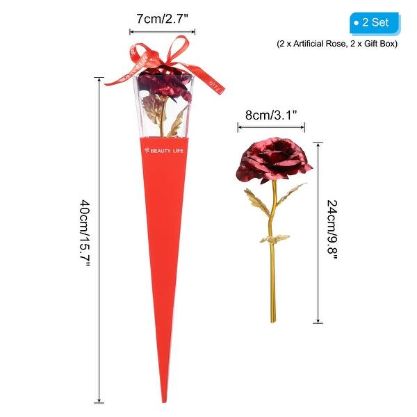Artificial Roses Flower 2 Set Faux Flower with Box for Valentine's Day
