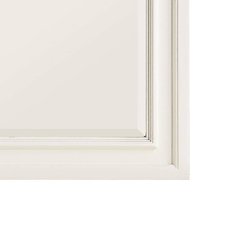Wooden Mirror with Raised Edges and Curved Top, White