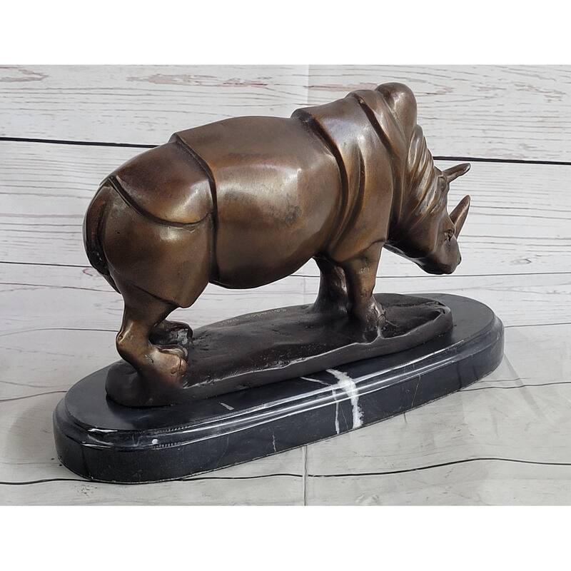 Signed Salvador Dali White Rhinoceros African Rhino Wild Life Bronze Sculpture Statue Art