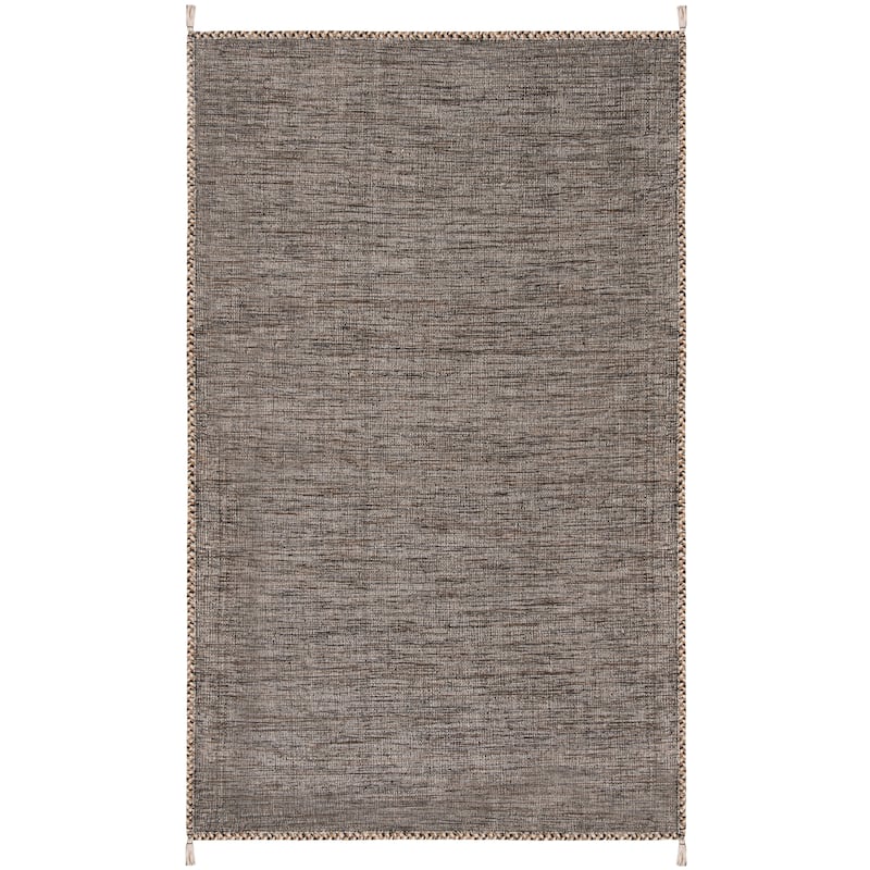 SAFAVIEH Handmade Flatweave Montauk Jahi Plaid Casual Cotton Rug - 5' Square - Beige/Black