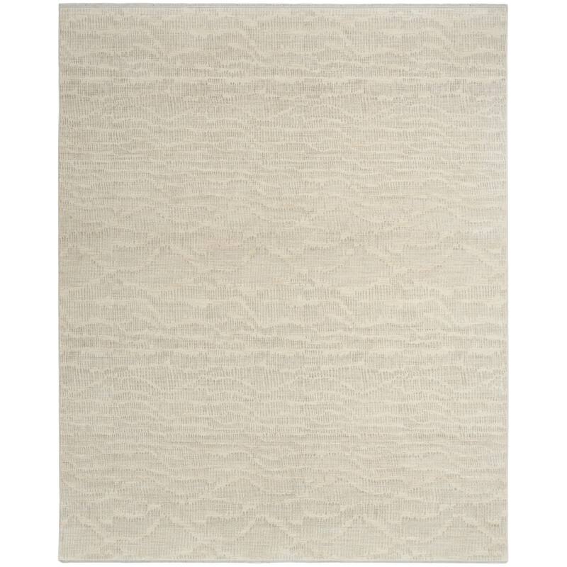 Calvin Klein CK079 Notes Indoor only Grey Abstract Area Rug - Ivory/Silver - 7' 10" x 9' 10" - Rectangle