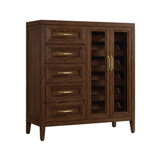 Marlow 5-Drawer Solid Red Oak Gentleman's Chest, Sable