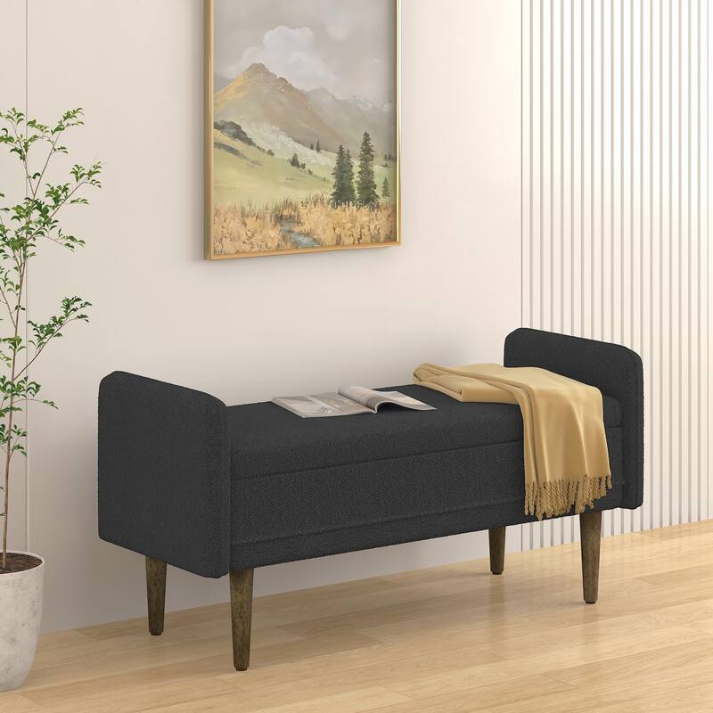 Storage Soft Bench with Armrests for Living Room, Entryway and Bedroom