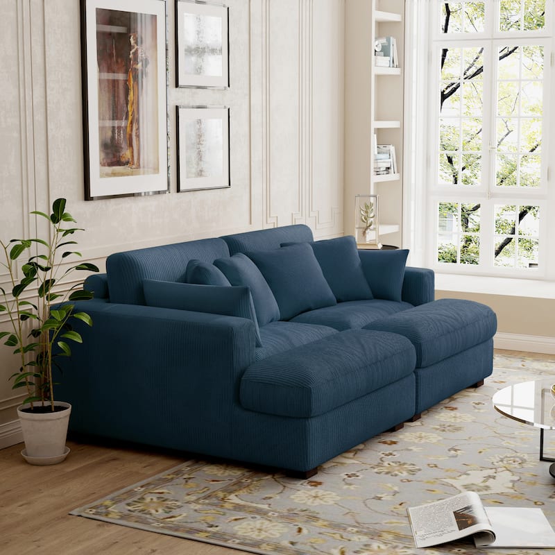 Modern Corduroy Modular Sectional Sofa Chaise Couch Bed