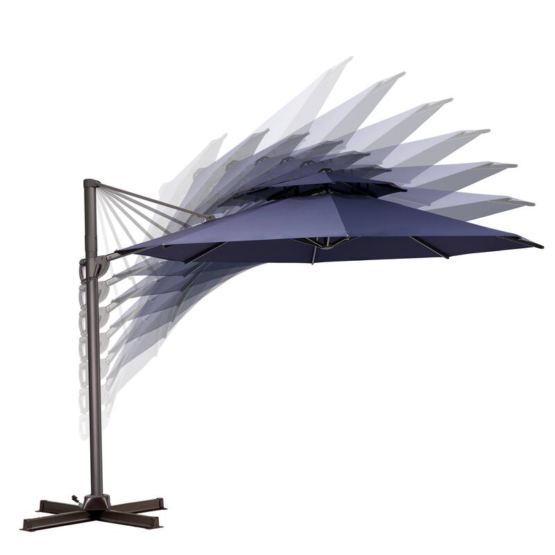 Pellebant Round Double Top Patio Cantilever Umbrella with Base