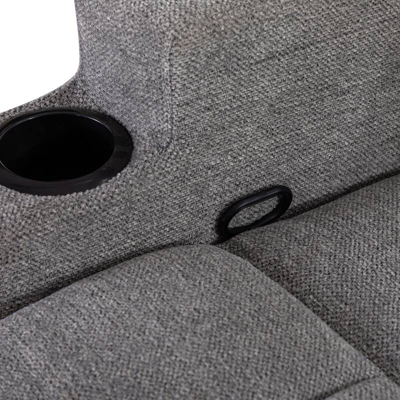 Massage and Heating Manual Recliner Chair with 2 Cup Holders Breathable Fabric