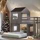 preview thumbnail 2 of 10, Playhouse Inspired Twin Over Full Bunk Bed House Bed Kids Bed with Roof