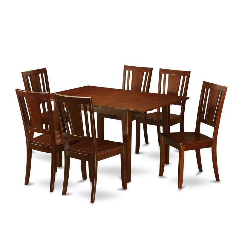 East West Furniture Modern Dining Table Set- a Rectangle Wooden Table and Dining Room Chairs, Mahogany (Chair Seat Option)