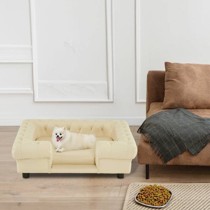 MCombo Pet Sofa Bed with Small Stairs, Faux Leather 6321 - 38.2" x 30.3"