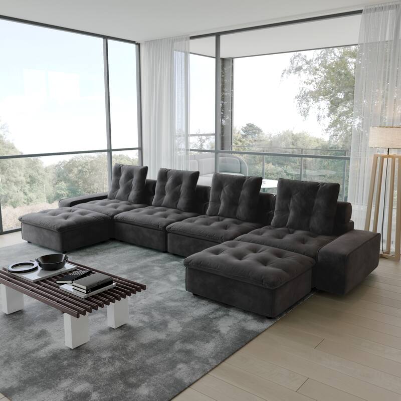 Oversized Down Filled Sectional Couches for Living Room U-Shaped Modular Couch,Adjustable Backrest