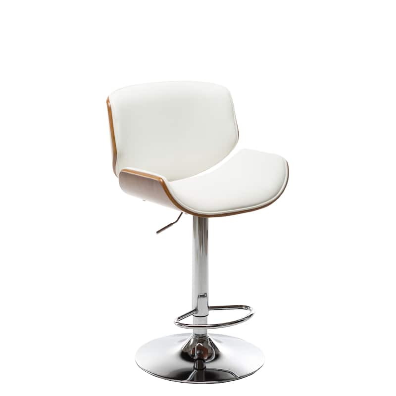 Porthos Home Oriel Swivel Adjustable Height Faux Leather Bar Stool - White