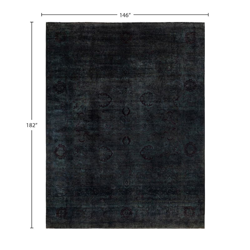 Overdyed One-of-a-Kind Hand-Knotted Area Rug - Gray - 12' 2" x 15' 2"