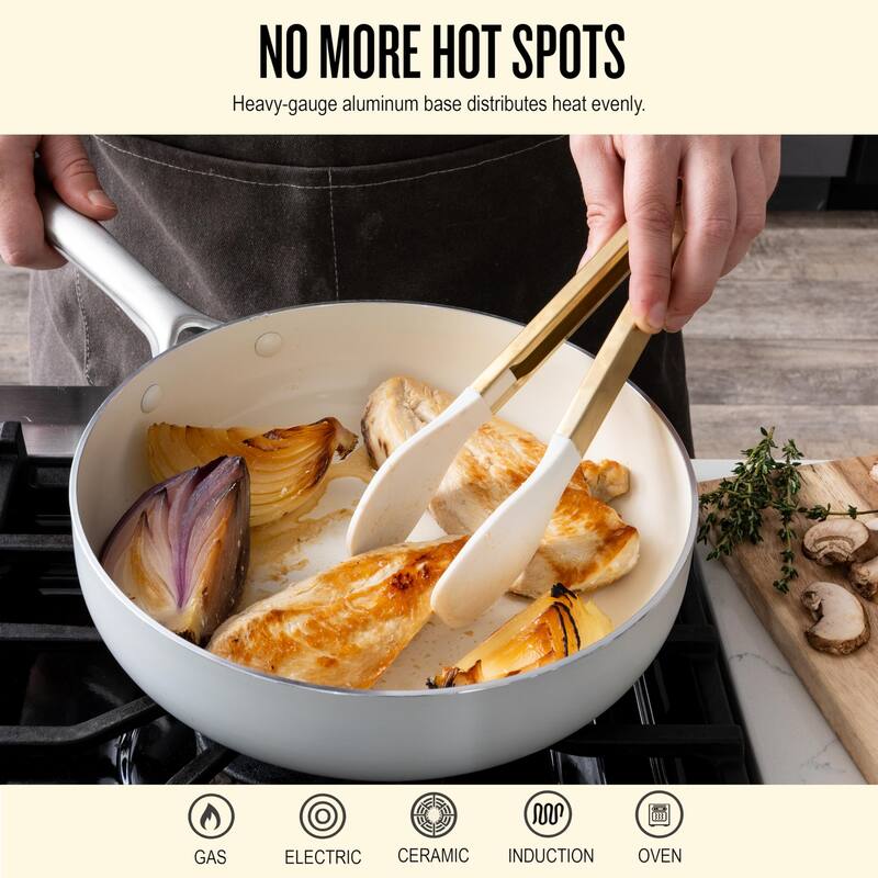 Alva Mobi 8-Piece Nonstick Ceramic Cookware Set - Cannoli Cream