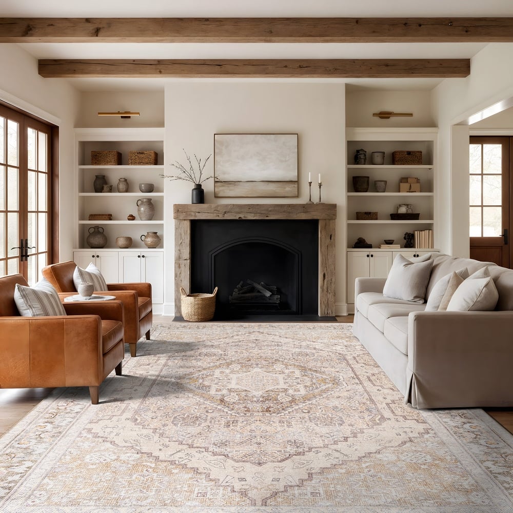 World Rug Gallery Medallion Flat Pile Washable Area Rug