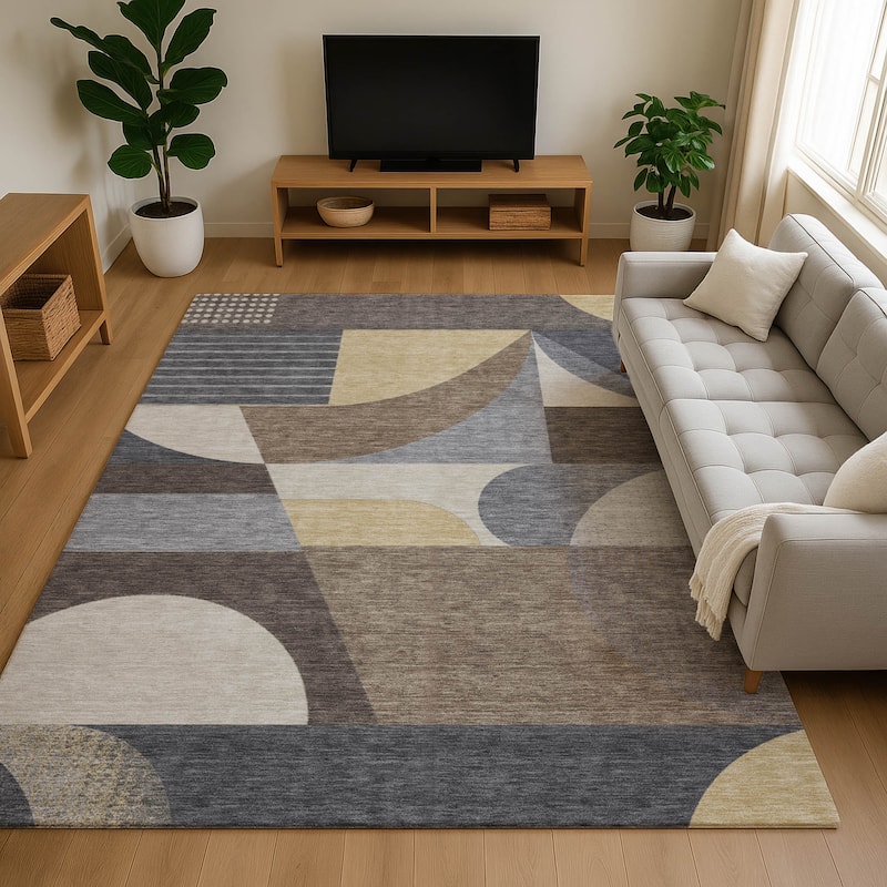Premium Washable Super Soft Abstract Geo Mayfield Rug - Brown - 3' x 5'