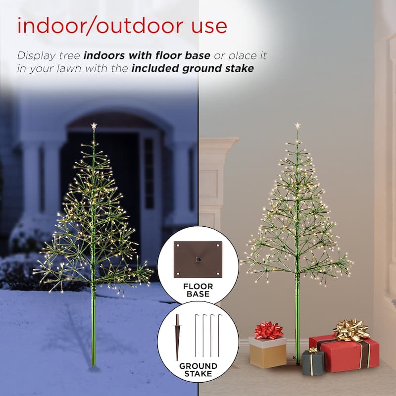 Alpine Corporation 53"H Indoor/Outdoor Artificial Christmas Tree with LED Lights