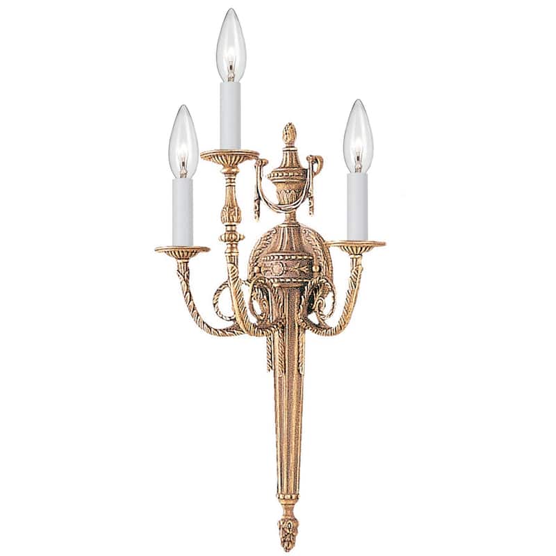 Crystorama 3 Light Matte Brass Cast Brass Wall Mount - 12.5'' W x 23'' H x 6'' D - 12.5'' W x 23'' H x 6'' D