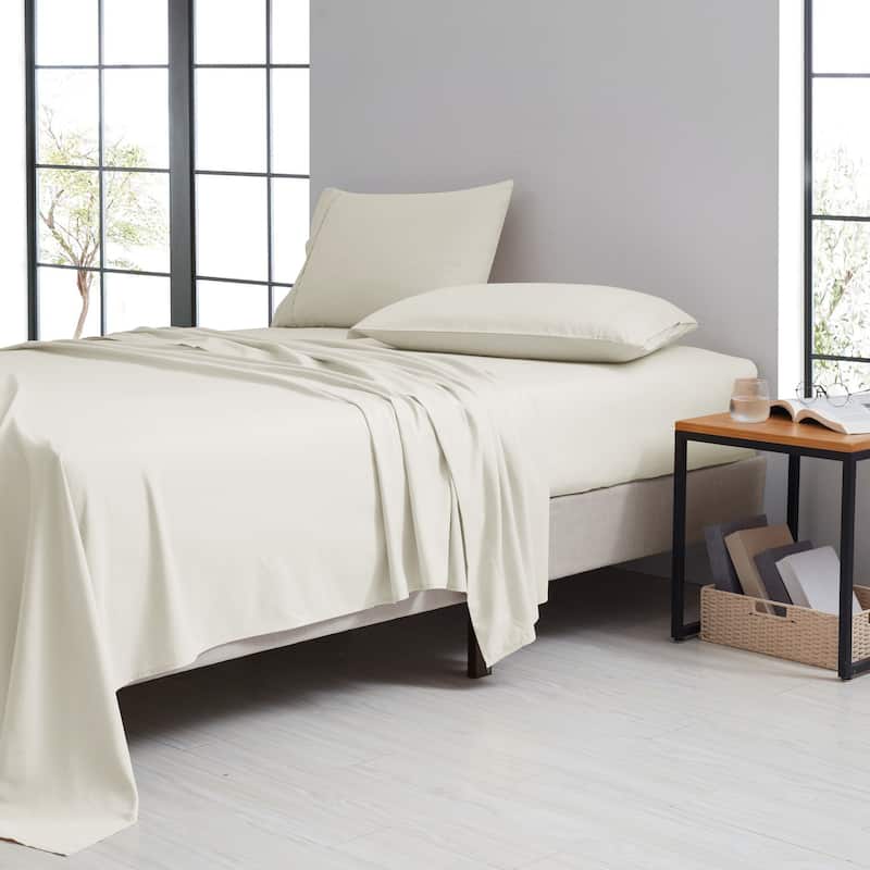Rayon 4 Piece Luxury Solid Sheet Set - King - Ivory