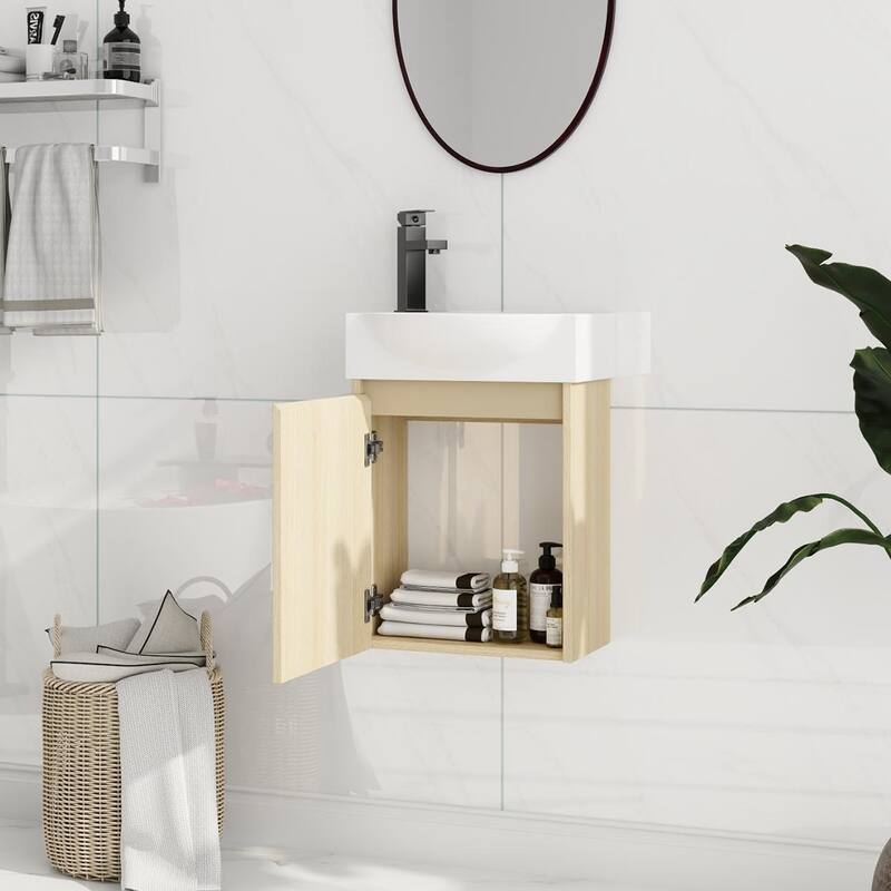 Beingnext 16''/20''/24"/30"/36" Bathroom Vanity with Sink, Floating Bathroom Vanity with Soft Close Door