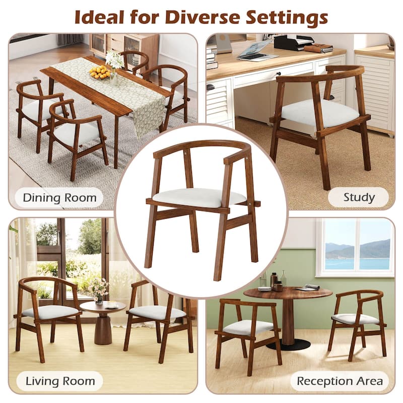 Costway Wooden Dining Chairs Set of 2/4 with Wrap-around Armrest &