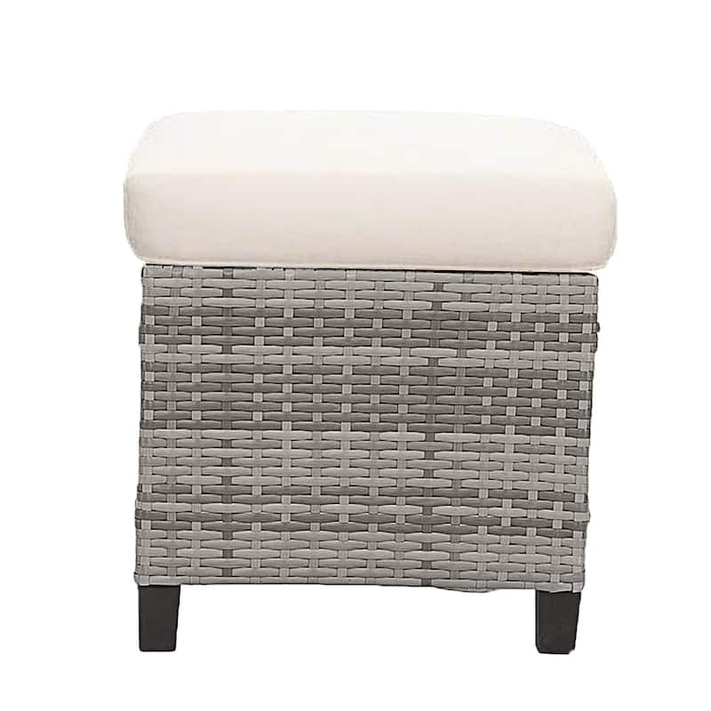 5-Piece 3-Seater Outdoor Wicker Sofa Couch with Beige Cushions