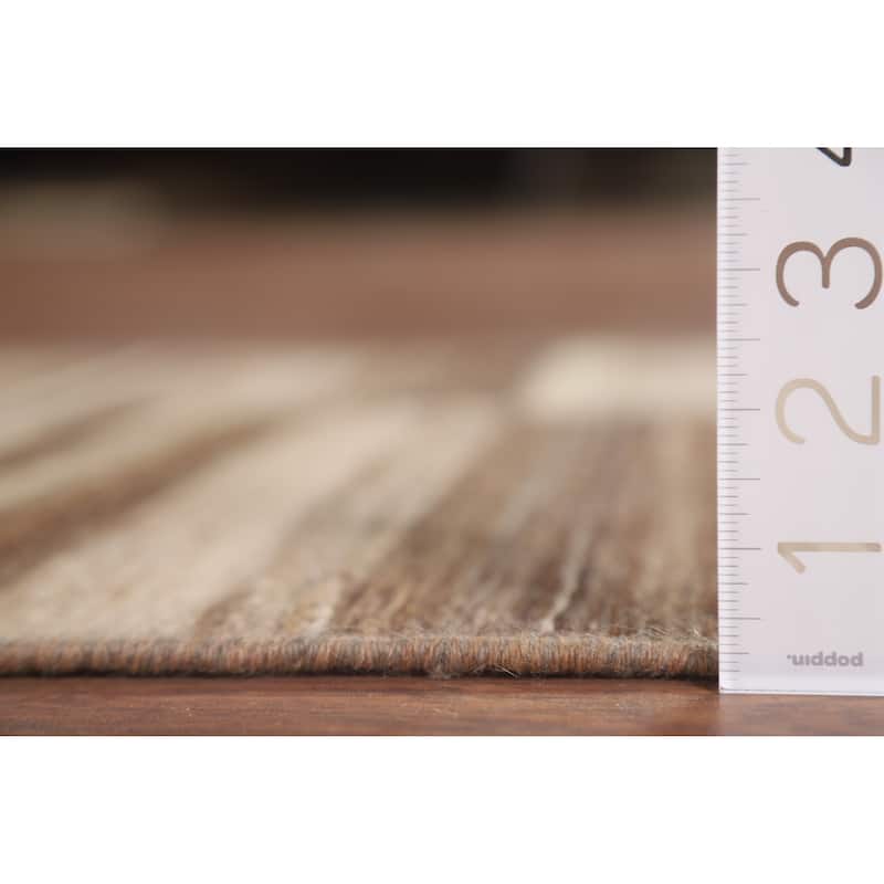 Striped Kilim Modern Runner Rug Flat-weave Wool Carpet - 2'7" x 7'0"