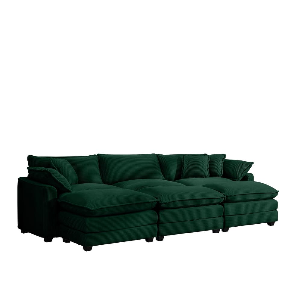 Oversized 6 - Piece Modular Flexible Combinations Sleeper Sofa Bed with 3 Ottomans and Removable Armrests for Livingroom