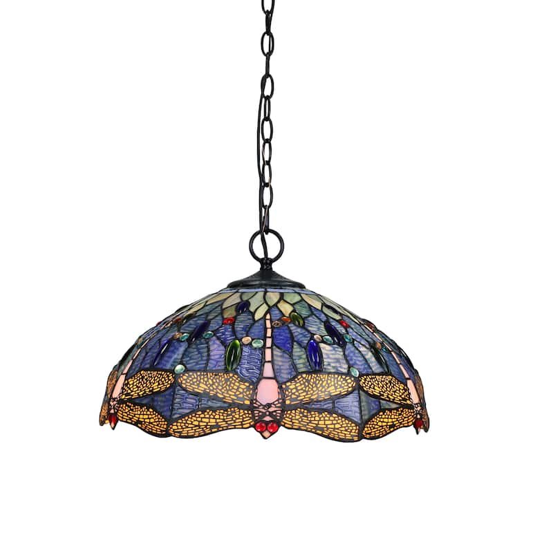 Tiffany-Style Dragonfly-Design 3-light Dark Bronze Pendant