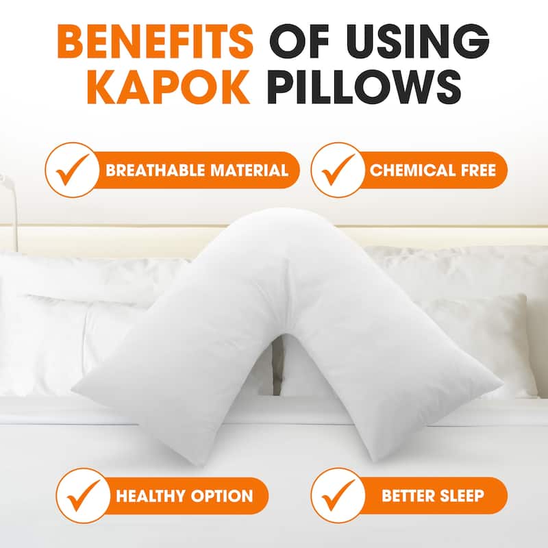 Cheer Collection V-Shaped Kapok Fiber Body Pillow with Removable Washable Cover